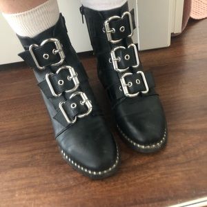Steve Madden silver buckle ankle boots